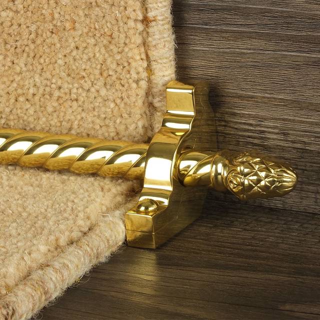 Country Brass Finish Sherwood Spiral Stair Carpet Runner Rods - Rod Length: 139cm (4ft 7in approx.) - Rod Diameter: 1/2&quot; (12mm) Rod Length: Rod L