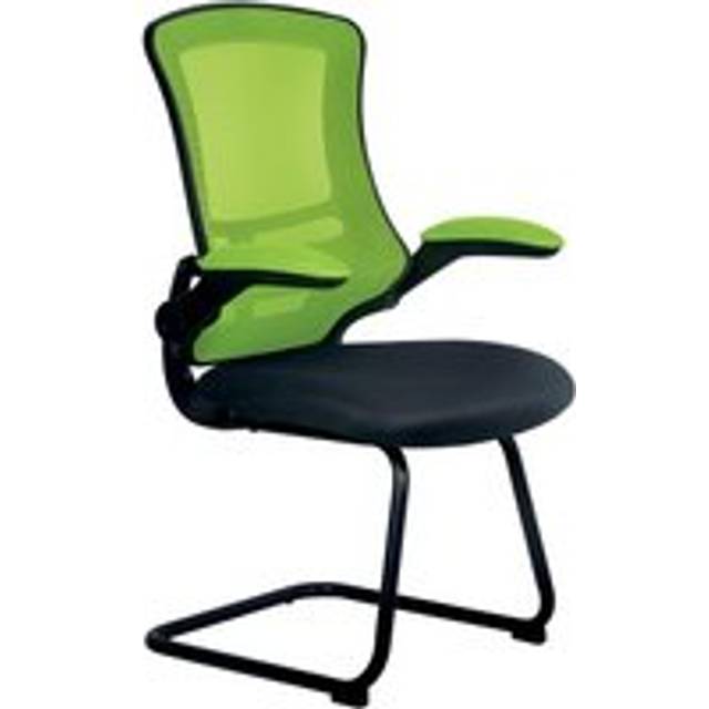 Vidal Two Tone High Back Mesh Cantilever Chair with Black Shell, Black Frame and Folding Arms - Green/Black