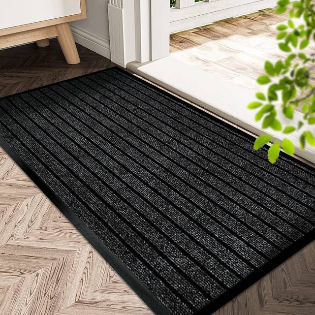 (80 x 300, Black) Heavy Duty Rubber Door Mats Non Slip Hallway Runner Dirt Trapper Floor Mat
