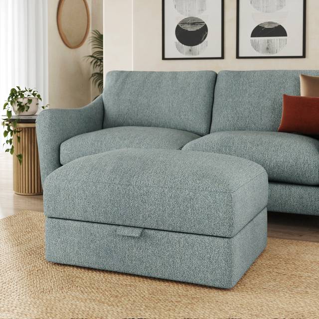 Hattie Cosy Weave Storage Footstool - Cosy Weave Teal