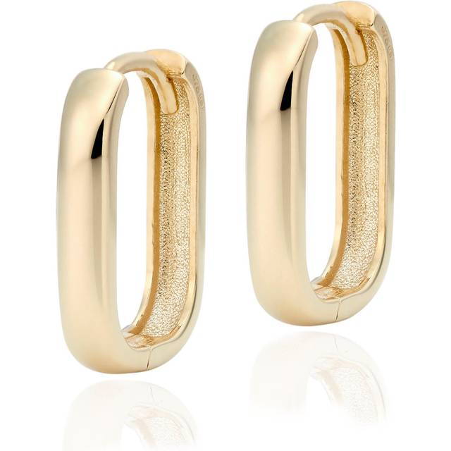 9ct Yellow Gold Rectangle Huggie Hoop Earrings