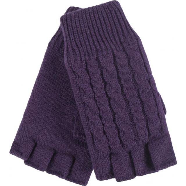 Heat Holders Womens - Ladies Cable Knitted Winter Thermal Fingerless Gloves - Fuchsia - One Size