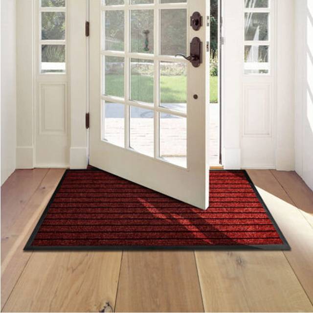 (Burgundy, 80X300 CM) Door Mats Non-Slip PVC Rubber Hallway Runner Mat