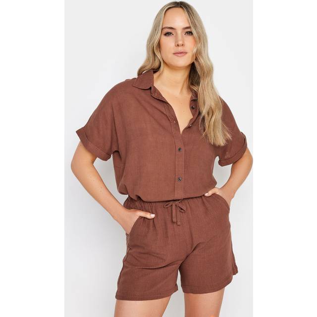 Lts Tall Brown Linen Tie Waist Shorts 8 Lts | Tall Women's Linen And Cotton Shorts