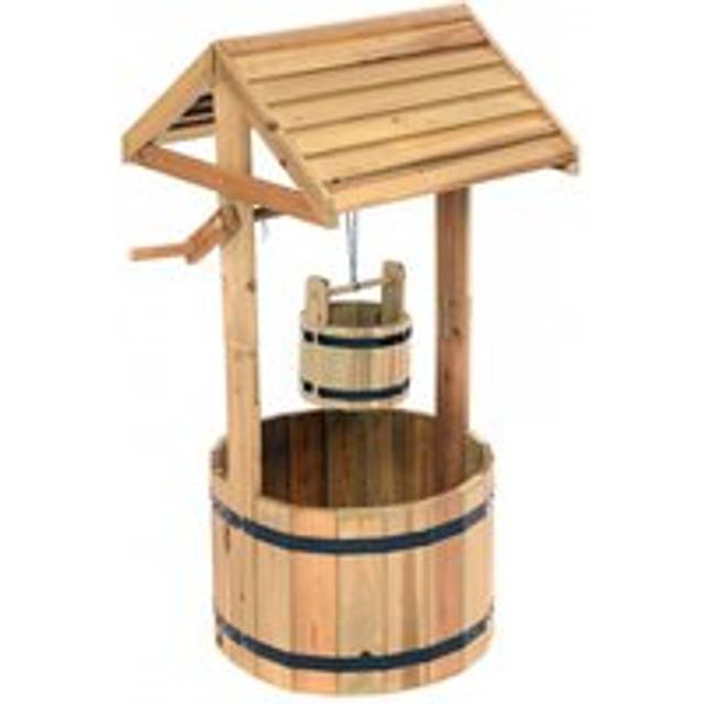 Oypla Garden Wooden Wishing Well Flower Planter Ornamental Plant Pot