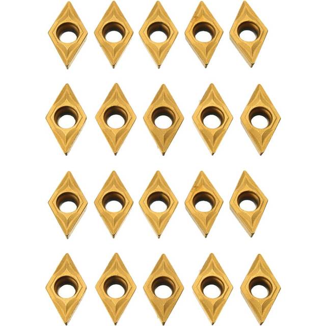 20Pcs DCMT070204 YBC251 Blades Gold Carbide Inserts CNC Lathe Cutter for Lathe Turning Tool Boring Bar