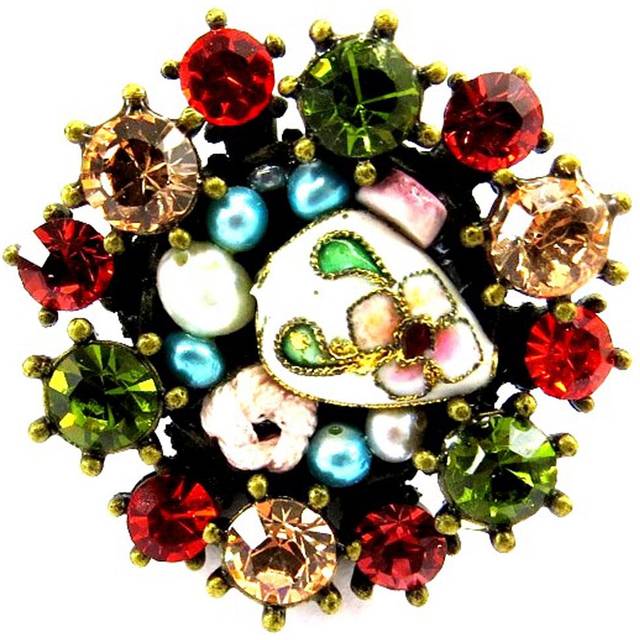 Les Trésors De Lily [B1492] - 'Cosmopolis' Designer Ring White / Green / Orange white