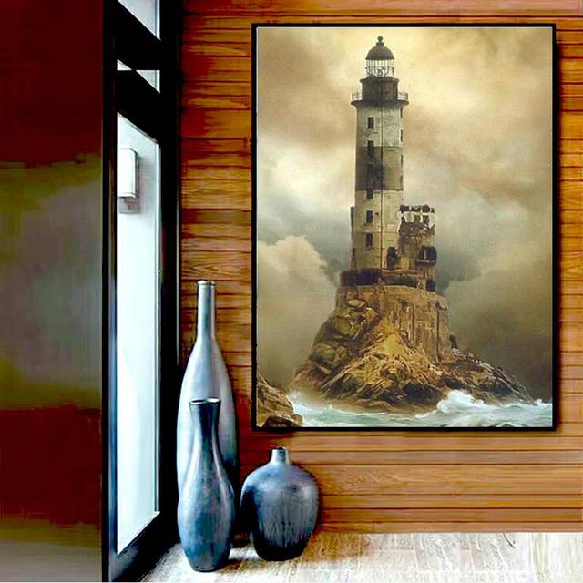 Full Drill Diamond Painting Lighthouse Cross Stitch Scenery Diamond Embroidery Diamond Painting 20X30CM