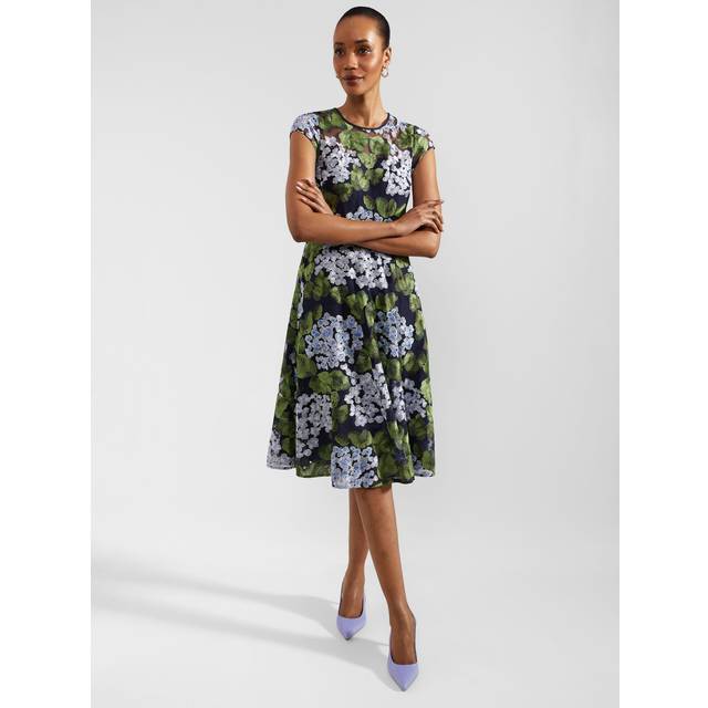 Hobbs Tia Floral Embroidery Dress, Navy/Multi