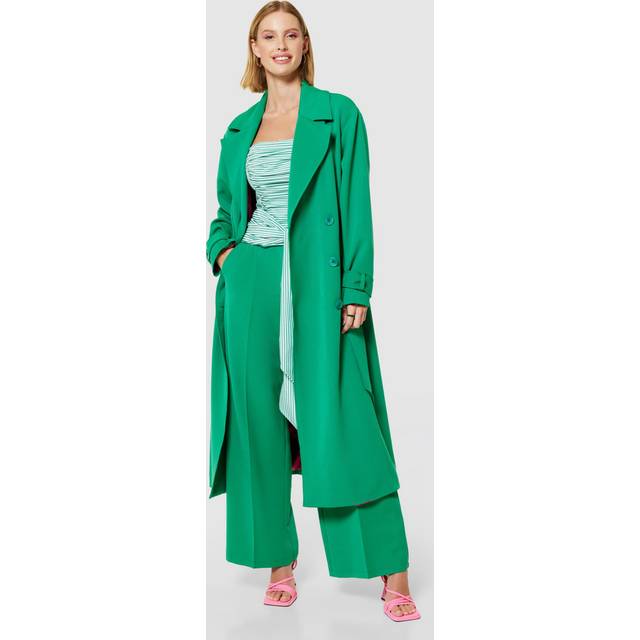 Closet London Long Trench Coat, Green