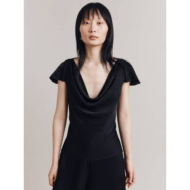 Ghost Scarlett Cowl Neck Angel Sleeve Satin Top