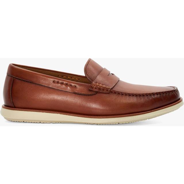 Dune Wide Fit Berkly Leather White Sole Loafers, Tan