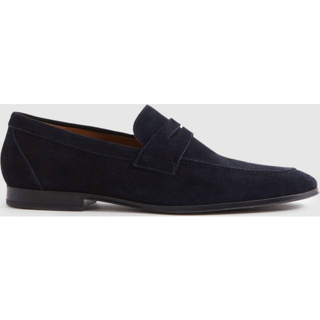 Reiss Mens Vy Bray Slip-on Suede Loafers Eur 45 / 11 Uk Men - NAVY