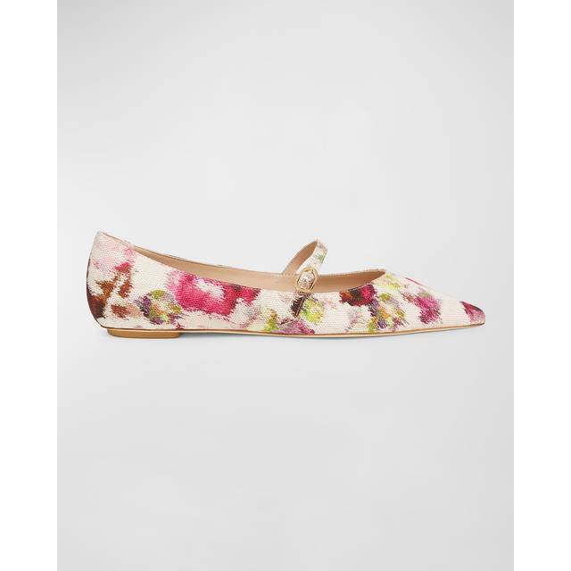 Stuart Weitzman, EMILIA MARY JANE FLAT, Last chance, PINK MULTI, FLORAL PRINTED JACQUARD