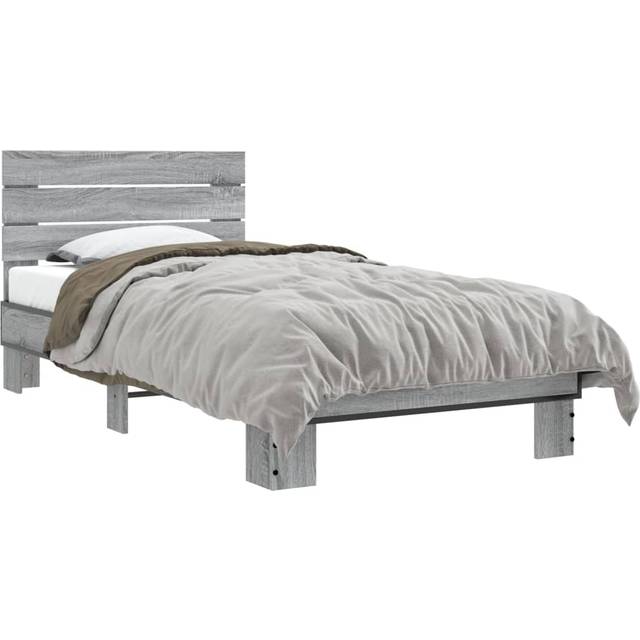vidaXL Bed Frame without Mattress Grey Sonoma 75x190 cm Small Single