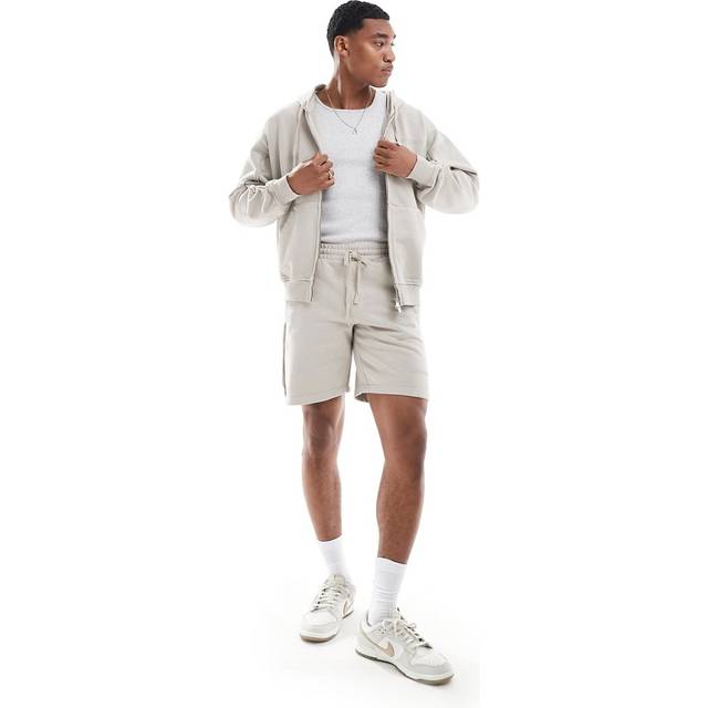 The Couture Club – Beiga jersey-shorts med råskurna sömmar, del av set-Naturlig