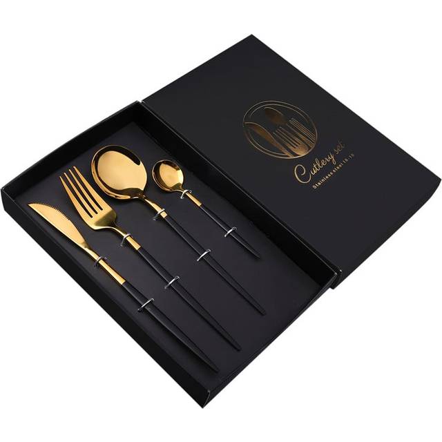 Black Gold Tableware Stainless Steel Cutlery Set Fork Teaspoon Knife Spoon Cutlery Sets