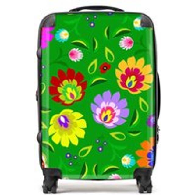 Warren Reed - Designer Polish Folk Floral Suitcase Medium, Green