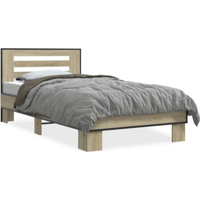 vidaXL Bed Frame without Mattress Sonoma Oak 75x190 cm Small Single - Brown