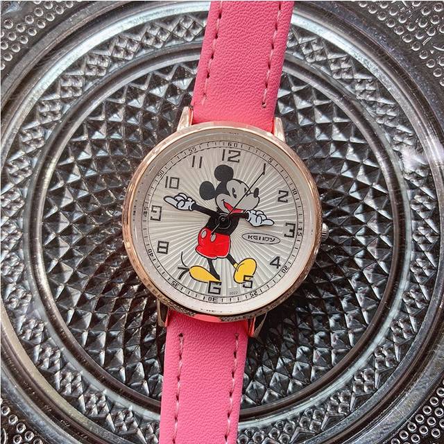 (Rose Red) New Mickey Luxury Womens Watches Fashion Cute Cartoon Quartz Watch for Women Girl Wristwatch Ladies Dress Watch Female Clock Watches