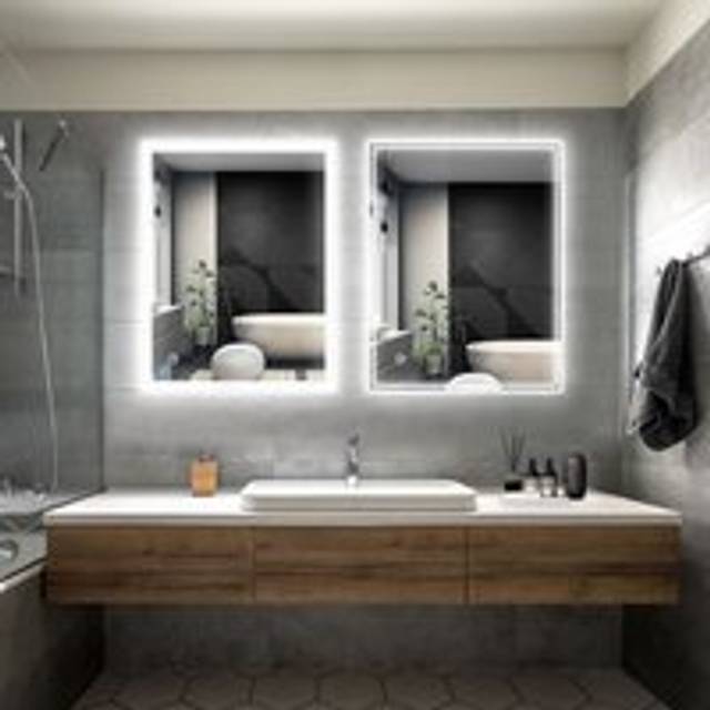 Elegant - Bathroom led Mirror Modern Wall Mounted Rectangular Bathroom Mirror 900x700mm + 900x700mm Both with Demister Pad