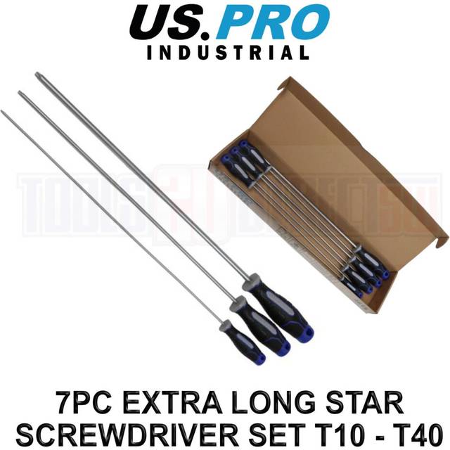 US PRO INDUSTRIAL Tools 7pc Extra Long Star Torx Screwdriver Set T10 - T40 4615