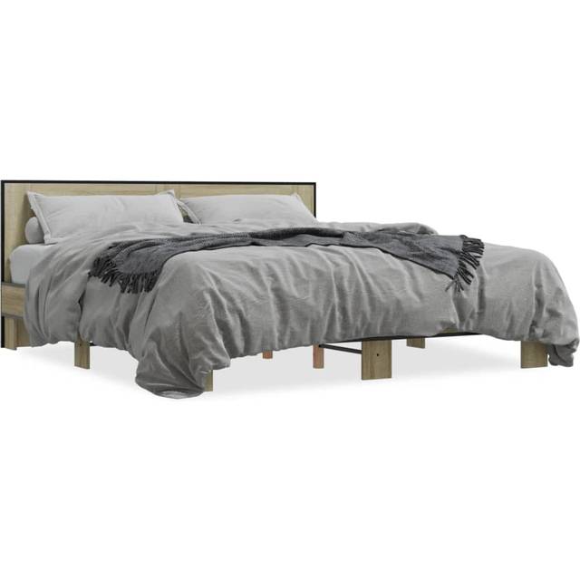 vidaXL Bed Frame without Mattress Sonoma Oak 180x200 cm Super King - Brown