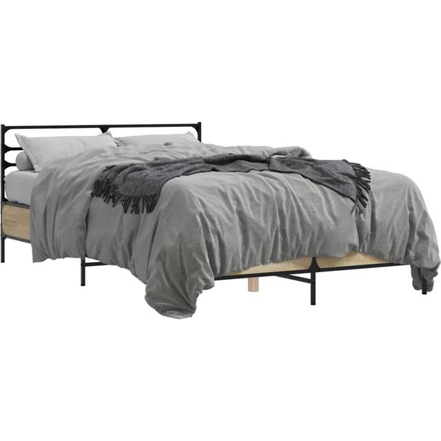 Sängram sonoma-ek 140x190 cm konstruerat trä och metall