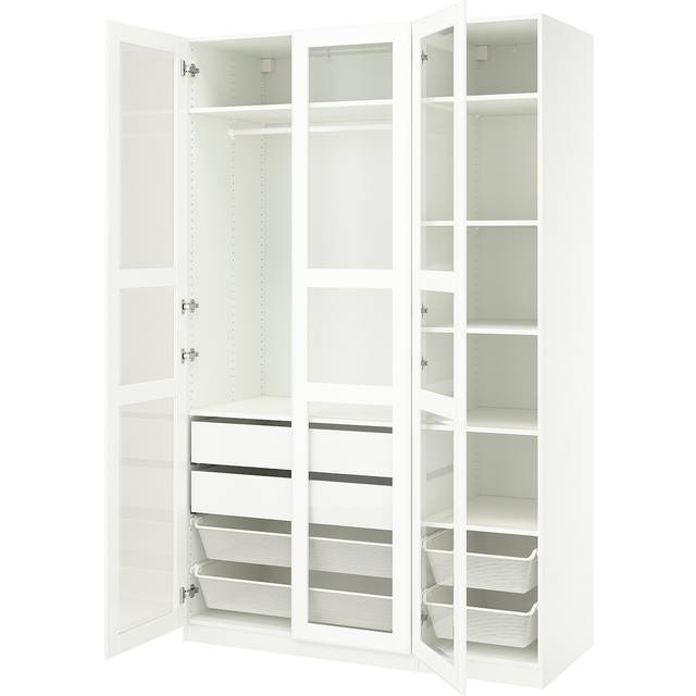 PAX / TYSSEDAL garderobskombination, vit/vit glas, 150x60x236 cm