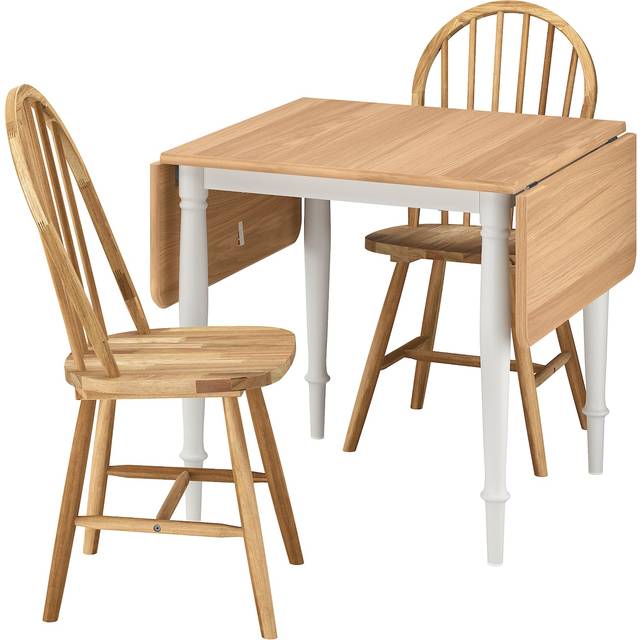 DANDERYD / SKOGSTA bord och 2 stolar, ekfaner vit/akacia, 74x134/80 cm