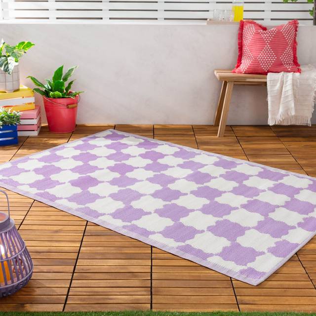furn. Check Outdoor/Indoor 100% Recycled Rug, Purple