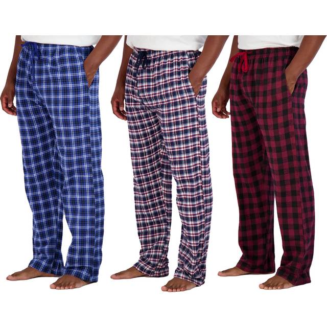 3 Pack: Mens Big  Tall King Size Pajama Pants cotton Super Soft Pajamas Men Flannel Bottoms Fleece Buffalo Plaid Pj Lounge Pants Sleepwear Pijamas Par