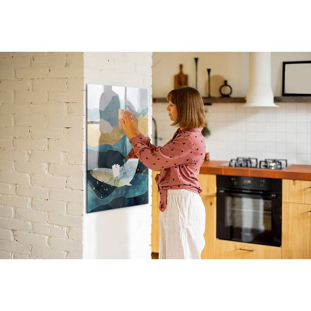 Magnetic Wall Mounted Dry Erase Board - Blue (100cm H X 70cm W X 4cm D)