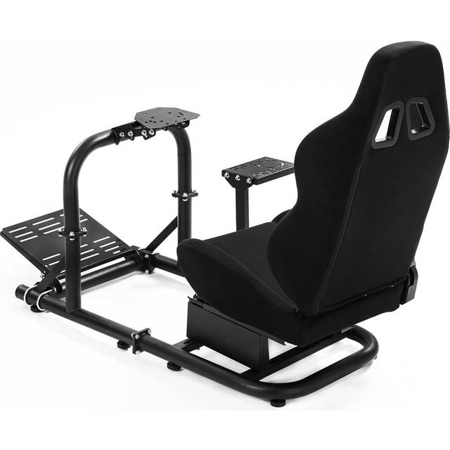 Anman Brayden Studio Adjustable Reclining Ergonomic PC & Racing Game Chair in Black, Not Include Steering wheel & Wheels & Pedals and Shifter Handbrak (109.5cm H X 81.3cm W X 147.1cm D)