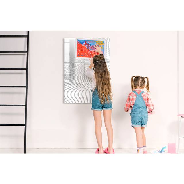Magnetic Wall Mounted Dry Erase Board - Black;White (100cm H X 70cm W X 4cm D)