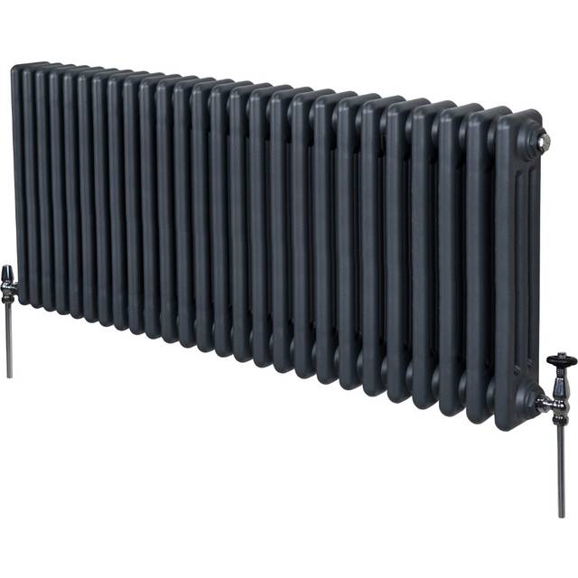 Monster Shop Traditional 3 Column Radiator - 600 X 1192Mm - Anthracite Grey, Grey