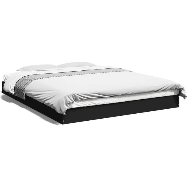 vidaXL Bed Frame without Mattress Black 150x200 cm King Size Engineered Wood
