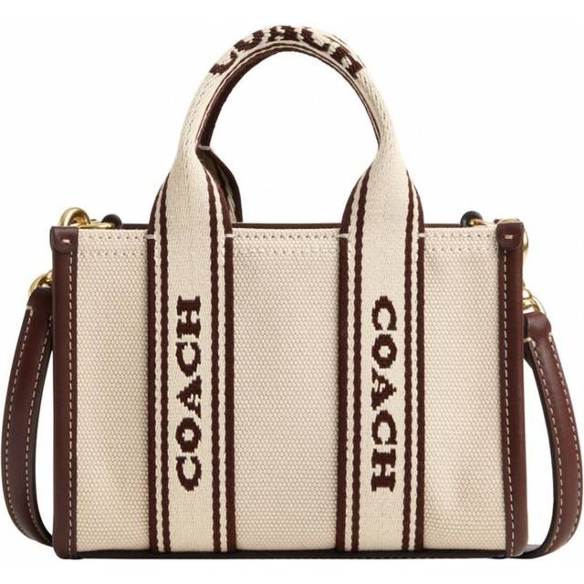 Coach Womens Smith Mini Tote in Canvas Leather Mix Bag - Beige - One Size