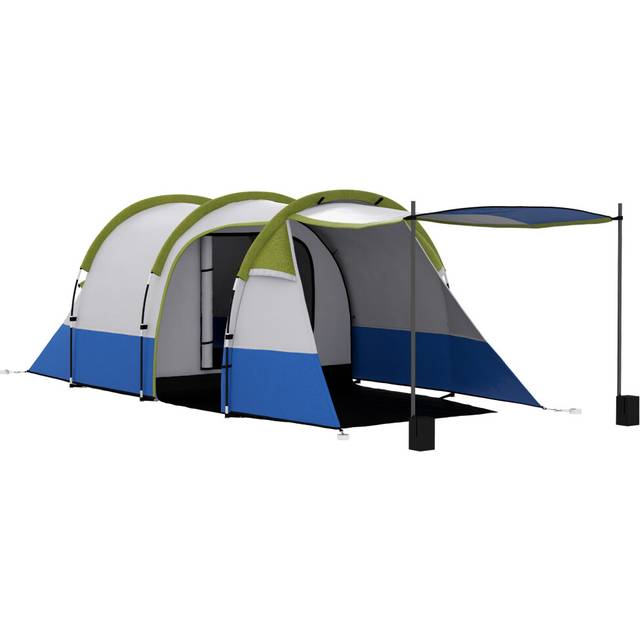 Outsunny 2-3 Man Camping Tunnel Tent - Green, Green