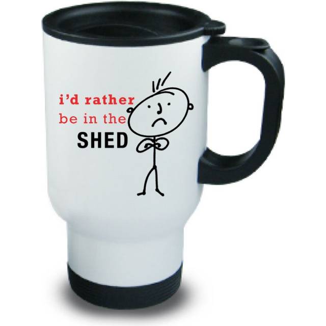 Mens I'd Rather Be In The Shed Metal Travel Mug - White - One Size