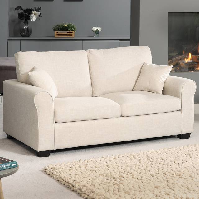 Dawson 2 Seater Beige Fabric Sofa Bed - Cream