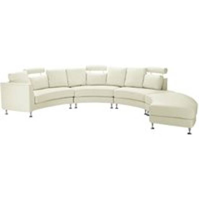 7 Seater Curved Leather Modular Sofa Cream Beige ROTUNDE