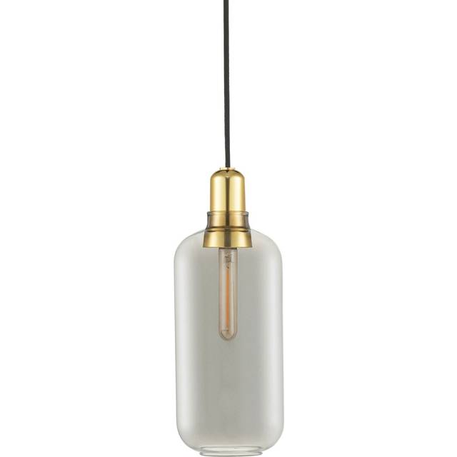 Normann Copenhagen - Amp Lamp - Hängande lampa - Smoke / Brass - Large - Ø: 11,2 x H: 26 cm