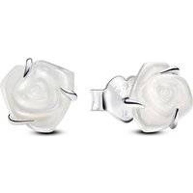 Pandora  Earrings Blooming White Rose Stud Earrings 293209C01