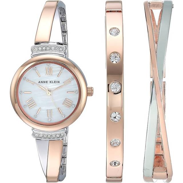 Anne Klein Women&#39;s Premium Crystal Accented Bangle Watch Set AK/2245
