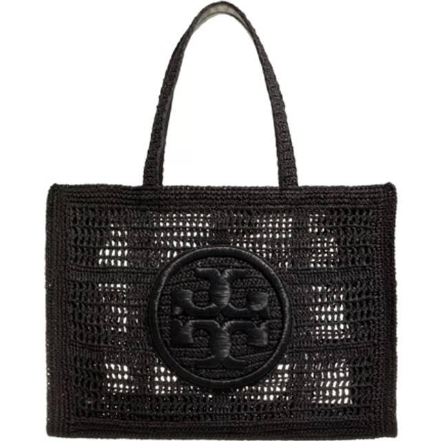 Tory Burch Ella Crocheted Straw Tote Bag - Black