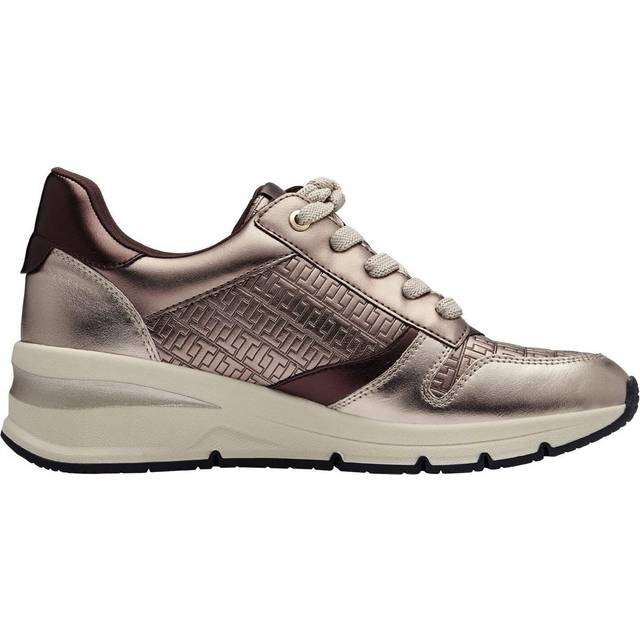 Tamaris - Metallicfärgade kilklackade sneakers storlek 37 - Pewter (37)