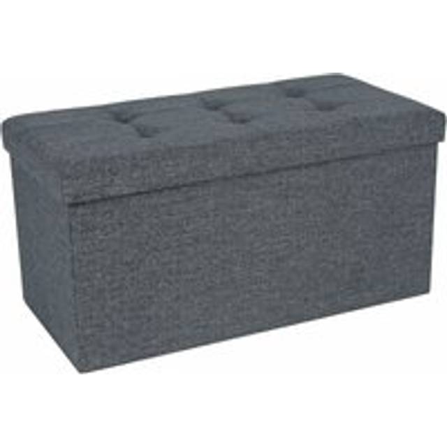 38 x 76 x 38 cm Foldable Small Storage Ottoman, Dark Grey / 76 x 38 x 38 cm