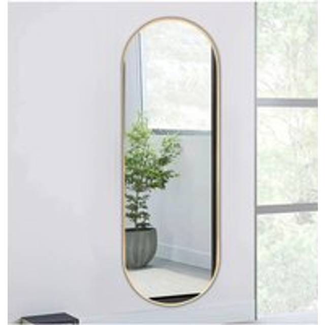 Modern Oval Metal Full Length Wall Mirror - Metallics - One Size