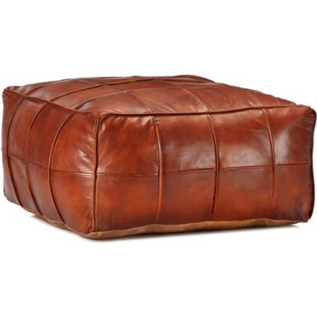 Sittpuff brun 60x60x30 cm äkta getskinn
